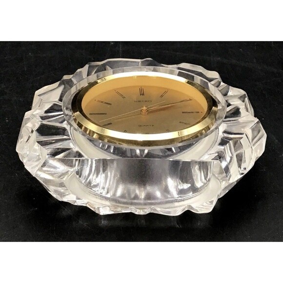 Seiko Quartz Lead Crystal Mantle Desk Clock Untested - Picture 4 of 6